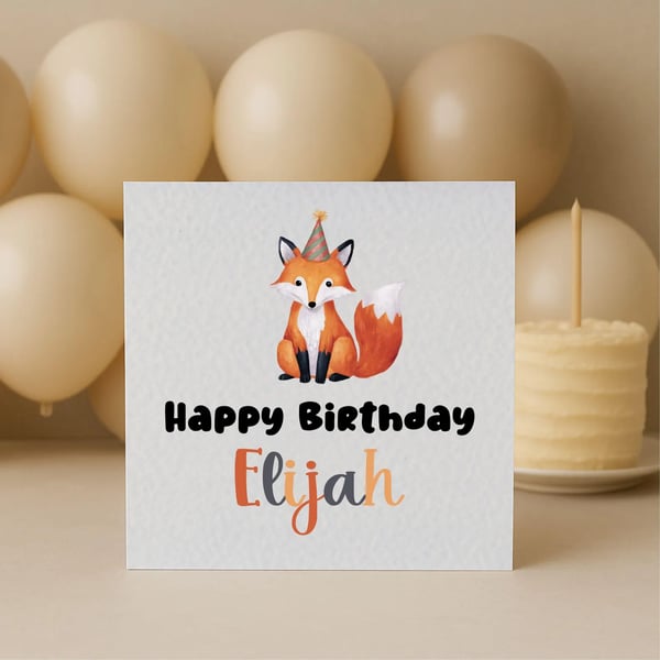   Whimsical Birthday Fox Greeting Card