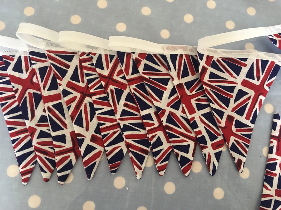 Union Jack red,white and blue patriotic cotton fabric bunting 