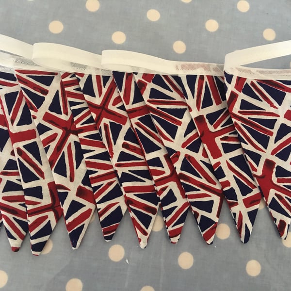Union Jack red,white and blue patriotic cotton fabric bunting 