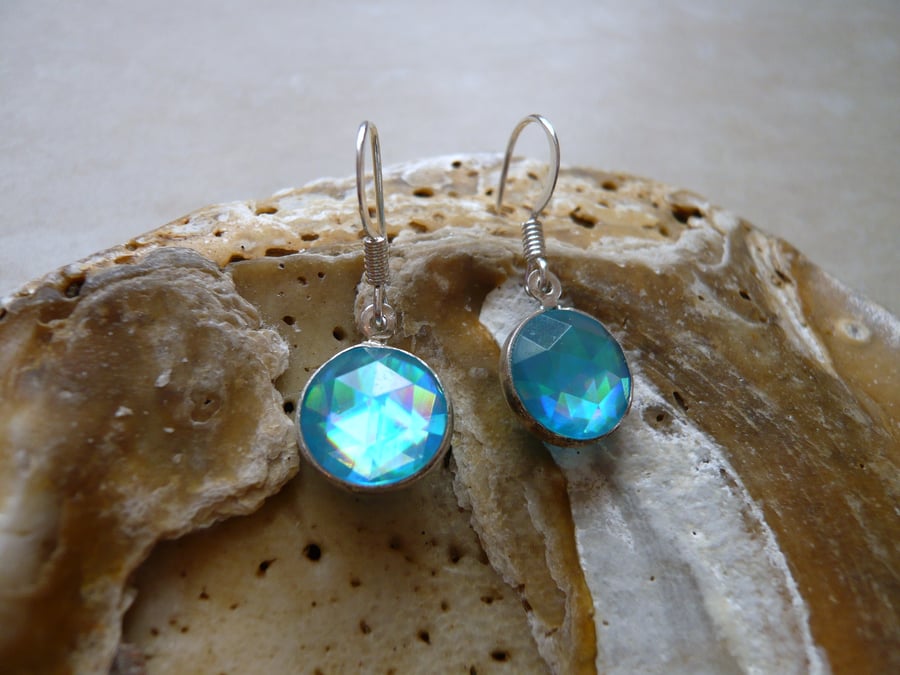 Irridescent Faceted Bead Earrings