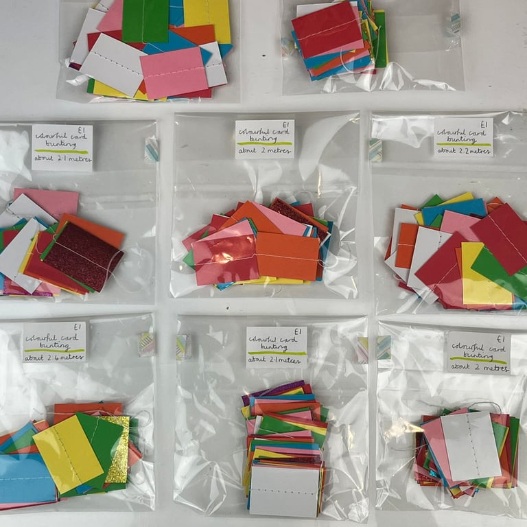 Colourful Card Bunting - about 2 metres long - perfectly imperfect