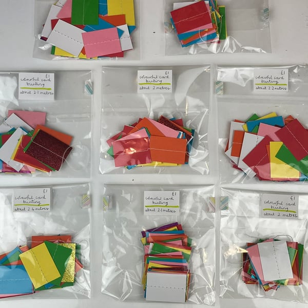 Colourful Card Bunting - about 2 metres long - perfectly imperfect