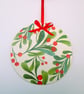 Christmas mistletoe berries wood decoupage hanging decoration - Image 3