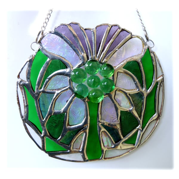Scottish Thistle Stained Glass Suncatcher Flowe... Folksy