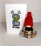 Unique Embroidered Birthday Card – Whimsical Cross Stitch Character - Image 5