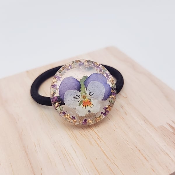 Dried Pansy Hair Tie
