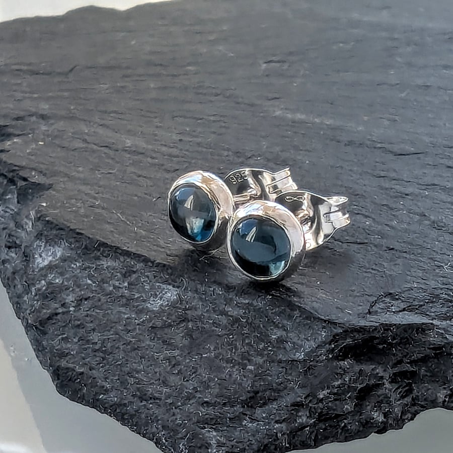 STERLING SILVER topaz stud earrings, Handmade Urban Designed Jewellery