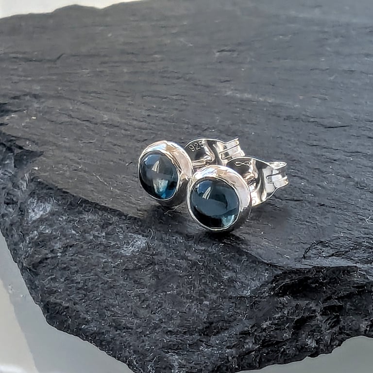 STERLING SILVER topaz stud earrings, Handmade Urban Designed Jewellery