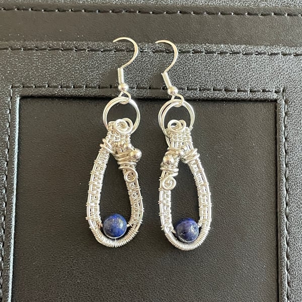 Lapis Lazuli Wire Wrapped Earrings