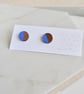 Mini half painted circle stud wooden earrings - Image 3