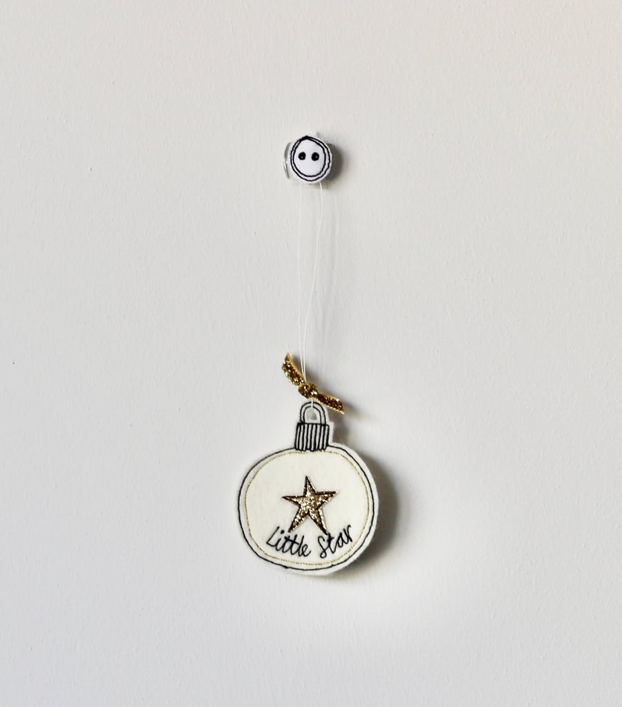 Small 'Little Star' Wool Felt Christmas Bauble - Hanging Decorations