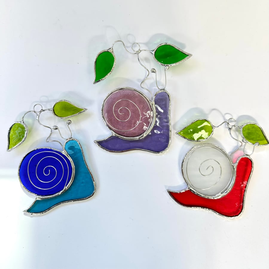 Stained Glass Snail Suncatcher - Hanging Window Decoration 