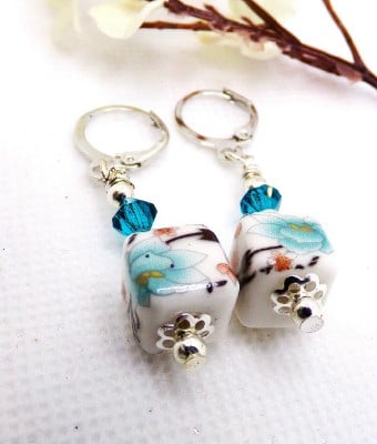 Ceramic and Crystal Earrings