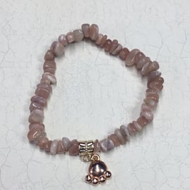 Sunstone Elasticated Bracelet with Dinky Paw Charm