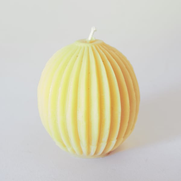 Segmented sphere organic beeswax candle handmade in mid Wales