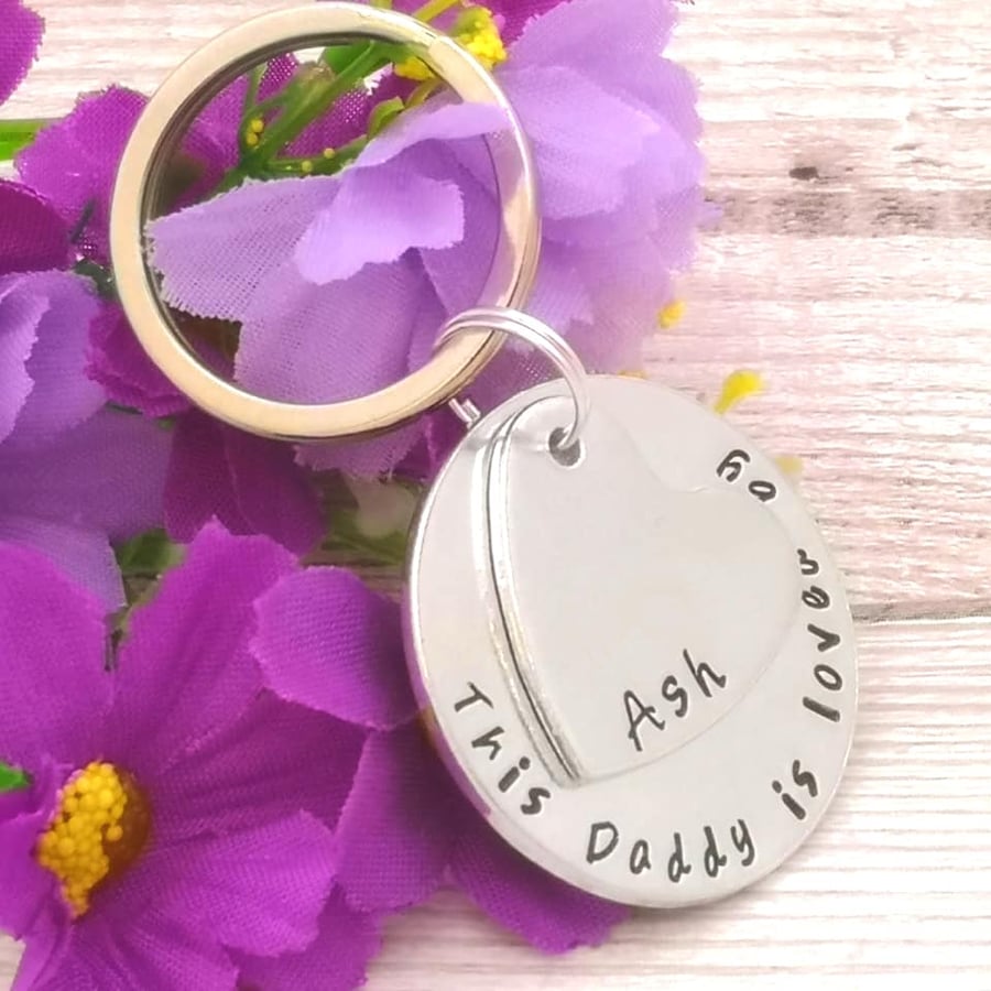 Personalised Daddy Keyring - Father Gift - This Dad To Keychain - From Child