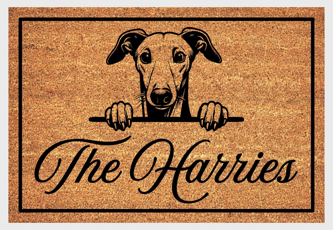 Whippet Door Mat No.1 - Personalised Whippet Welcome Mat - 3 Sizes