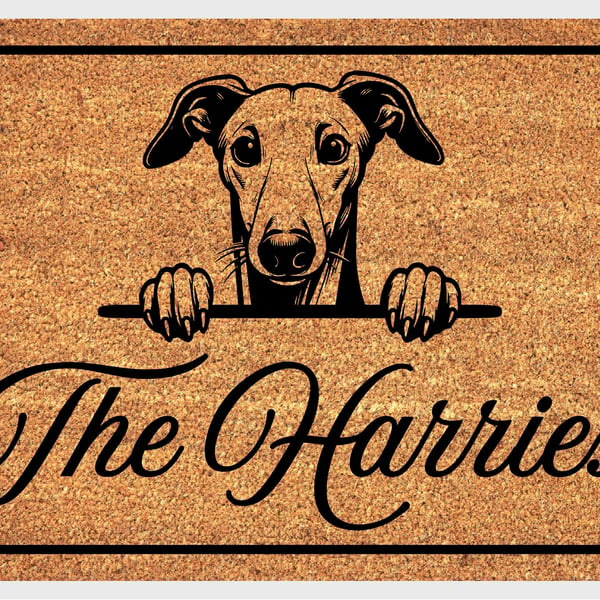 Whippet Door Mat - Personalised Whippet Welcome Mat - 3 Sizes