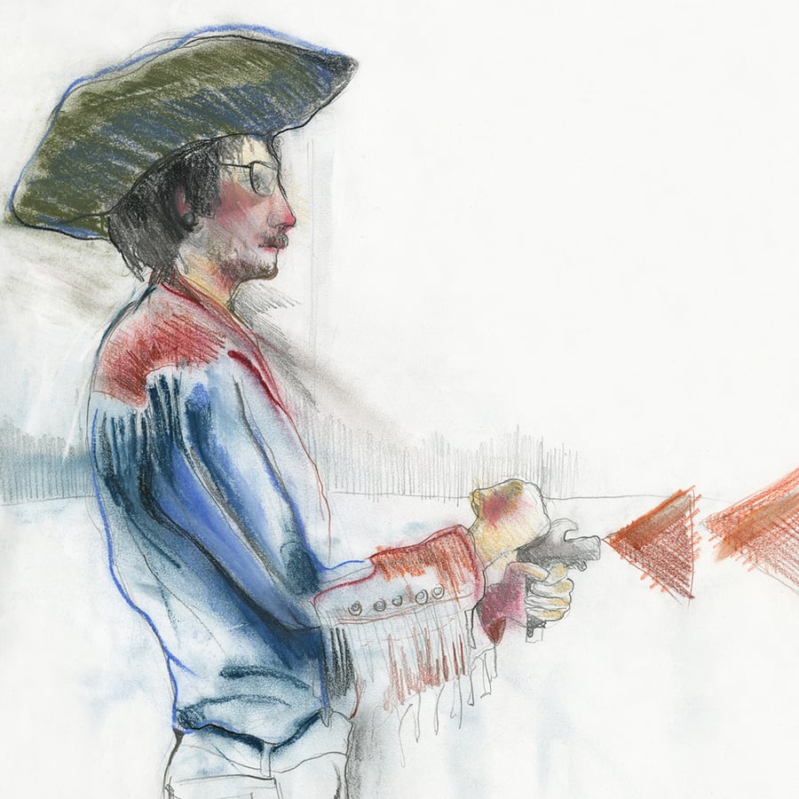 Cowboy Art print - 'Kingston Cowboy' - fun, figurative drawing