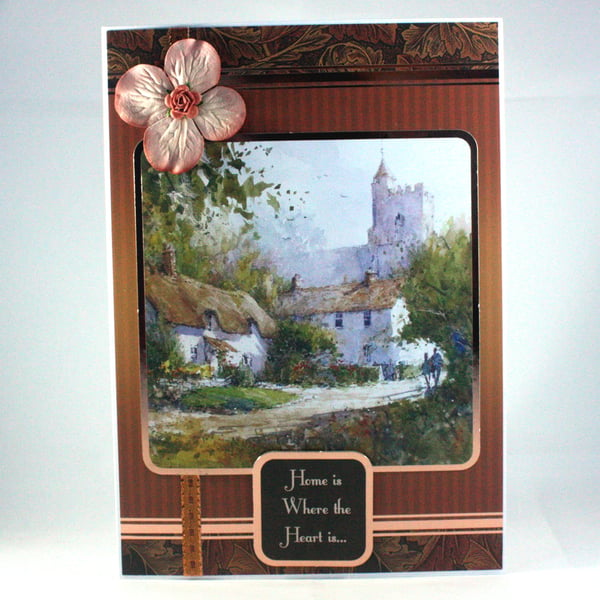 New home card - thatched cottage