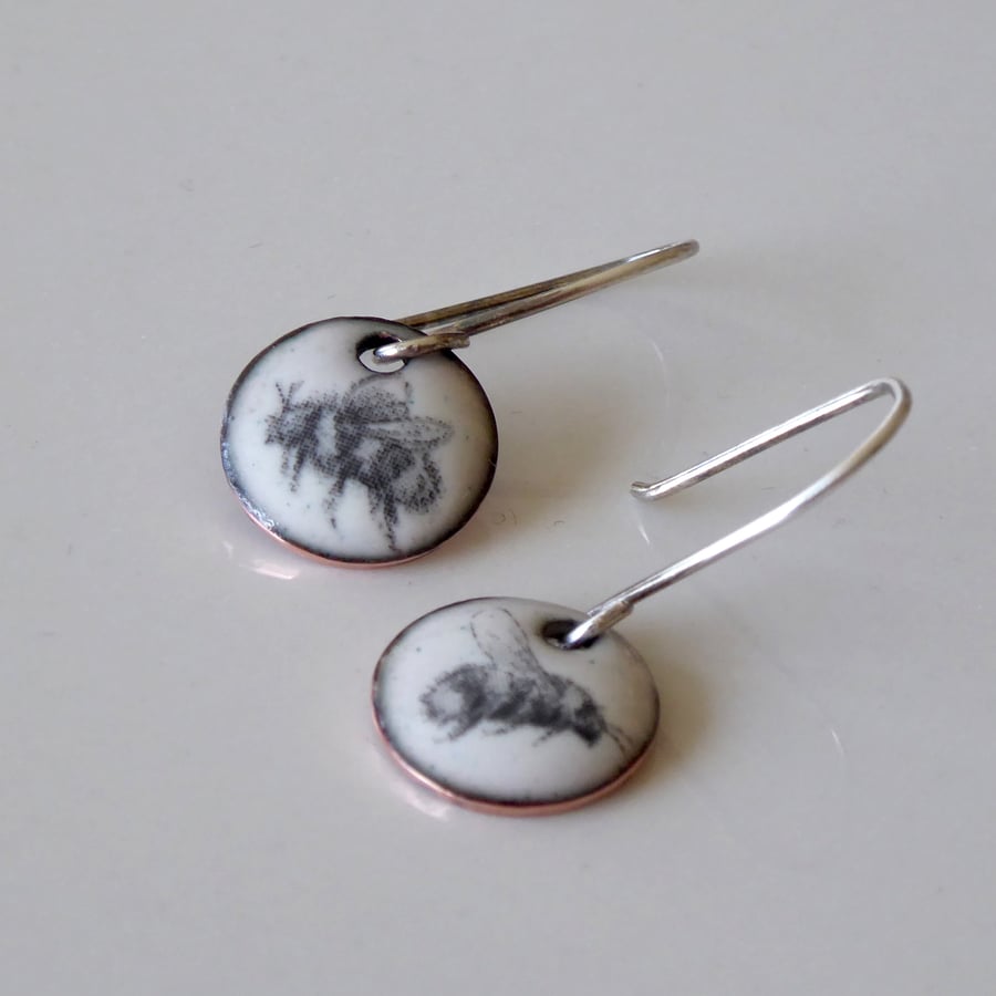 Bee enamel earrings