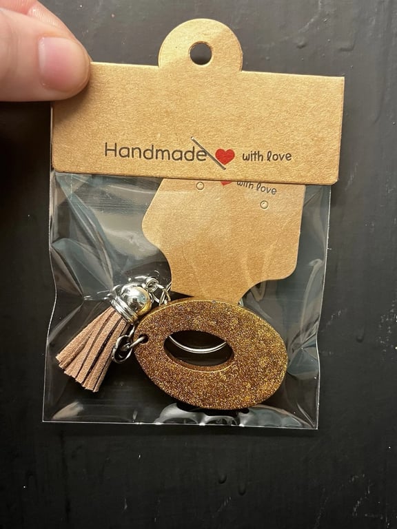 Resin Initial Keyring - O