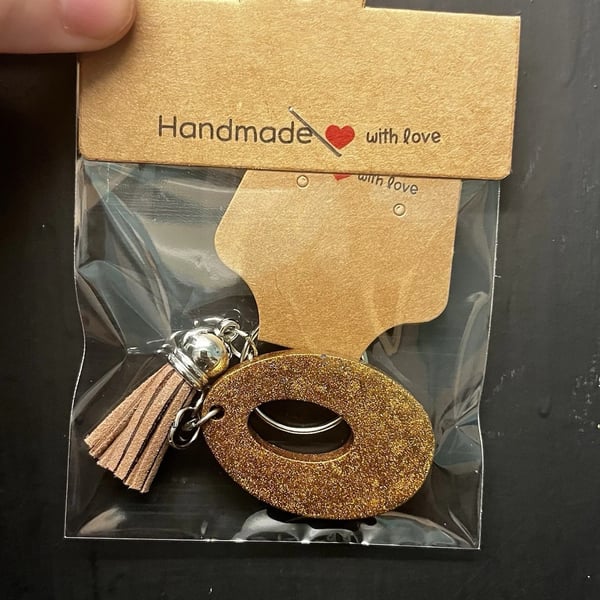 Resin Initial Keyring - O