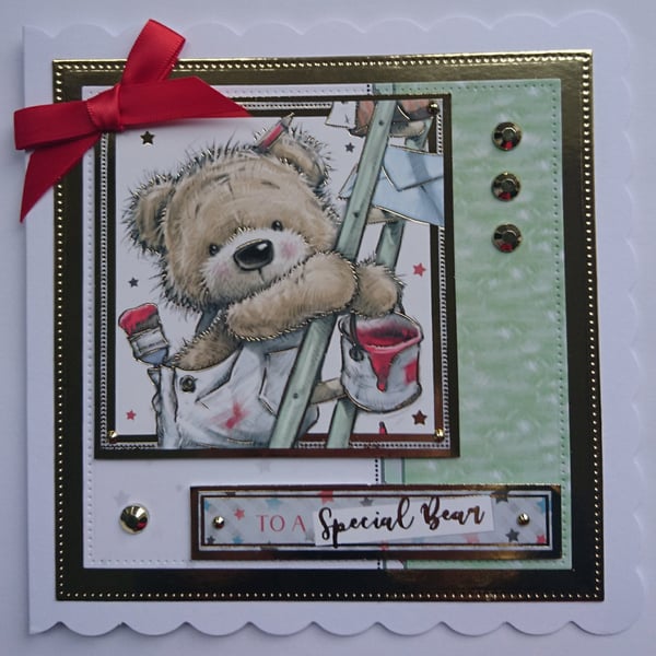 Birthday DIY Card To A Special Bear Painting and Decorating Teddy Ladder