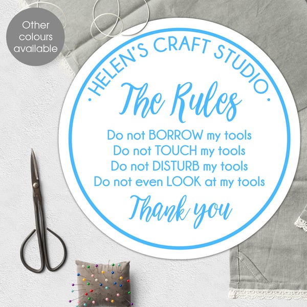 Craft Room Studio personalised wall sign, plaque for workshop