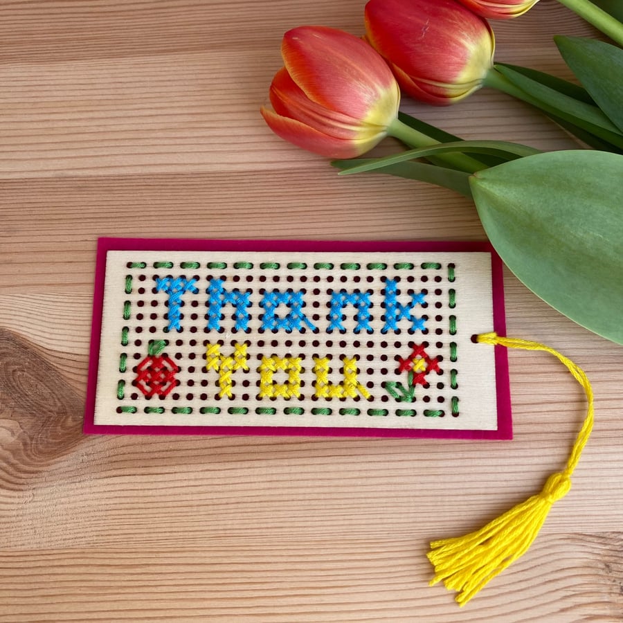 Cross Stitch Thank You Bookmark Kit - Thoughtful Teacher Gift