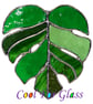 stained glass green hanging Monstera leaf