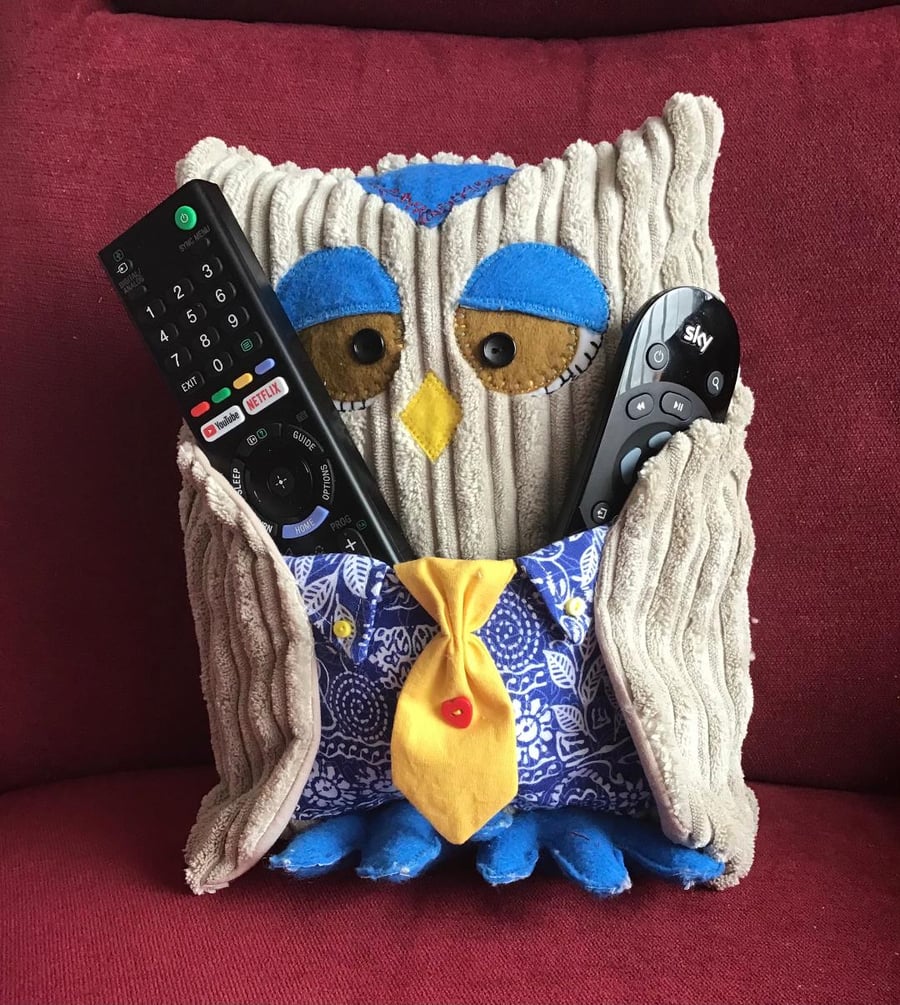 Owlbert Owl cushion (remote control tidy)
