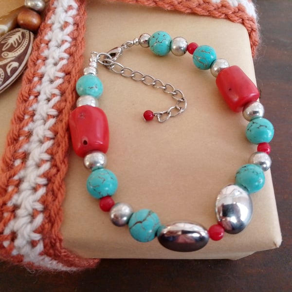 Handmade bracelet made using pre-loved beads.