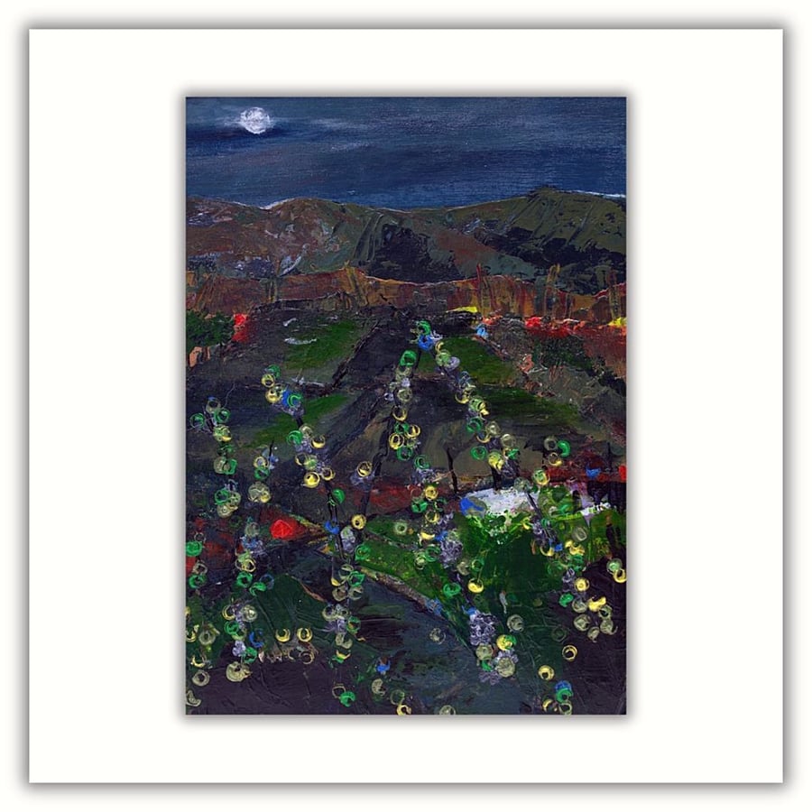 A Scottish landscape painting - a landscape at night - Sidlaw Hills - Angus