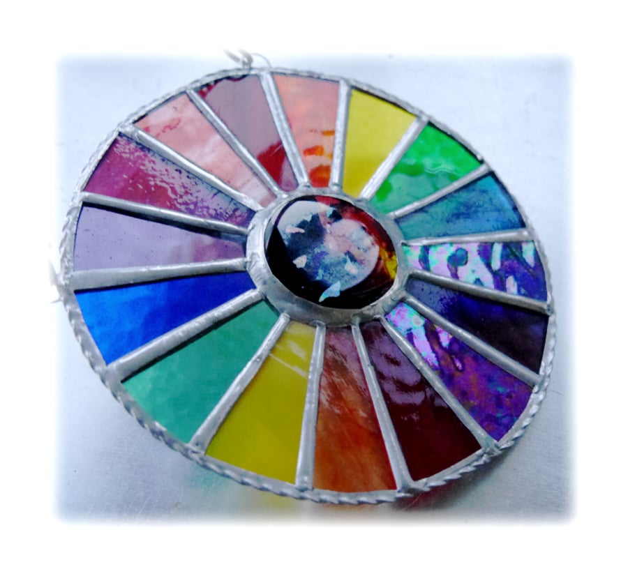 Summer Solstice Rainbow Burst Suncatcher Stained Glass Handmade 024