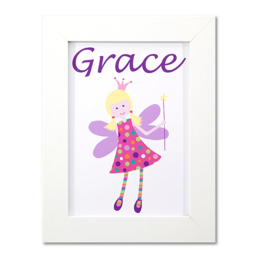 Girls Fairy Door Name Print.