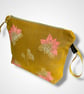 Yellow Lotus Flowers Linen Makeup Bag - Image 3