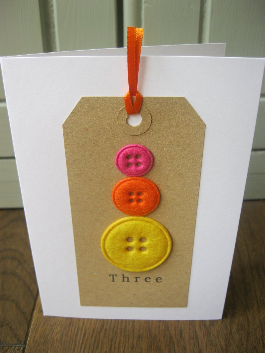 Button Birthday Cards, Number 3