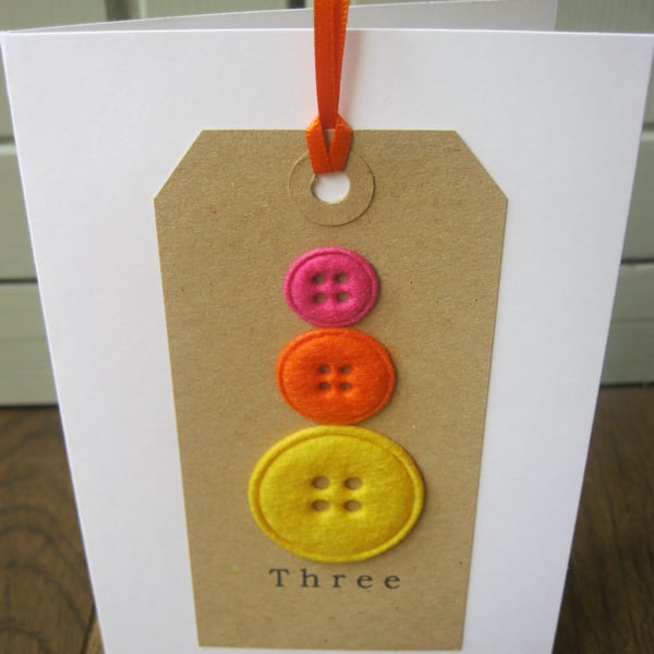 Button Birthday Cards, Number 3