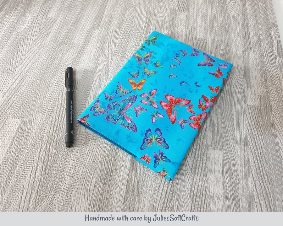 A5 Notebook with re-usable Butterfly themed 100% Cotton Fabric Cover