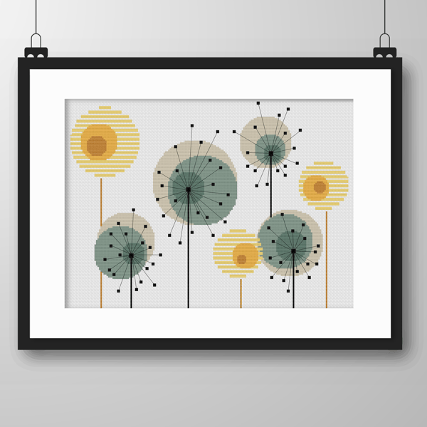 060 - Scandinavian Style Flower Meadow with Dandelion Clocks - CS Pattern
