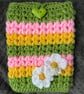 Handmade Crochet Book Sleeve – Green Pink & Yellow Floral Book Cover