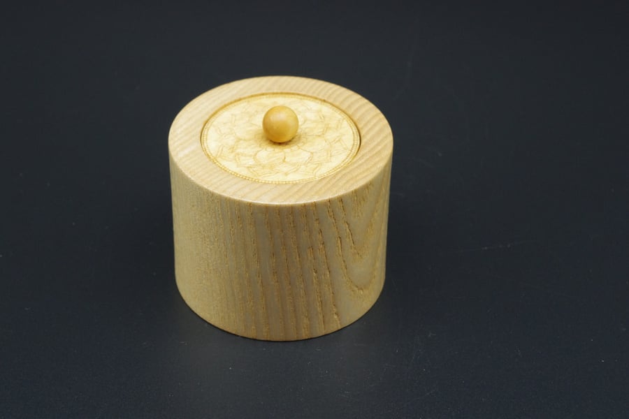 Small Wooden Trinket Ring Box. Handmade. Scottish Ash.