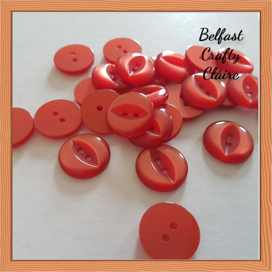 Fish Eye Style - Resin Buttons - RED - 4 Sizes Available