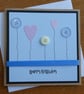 Button Flowers Birthday Card - Blue Polka Dots