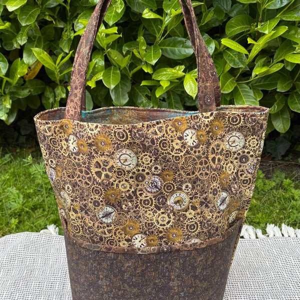 Cog Wheels and timepieces Mixed Media Artwork Tote Bag 