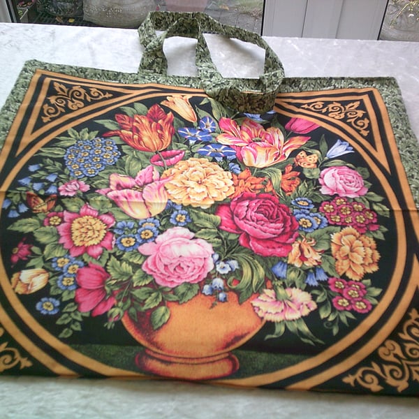 Bowl of Spring Flowers Fabric Shopping Bag