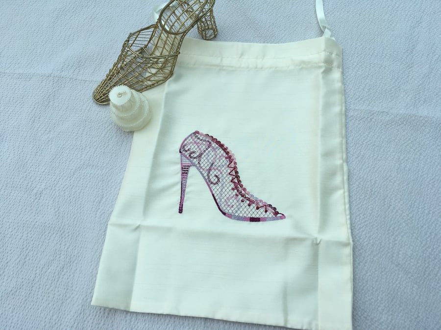 Decorated, Wedding Shoe Storage Bag, Gift Bag, Keepsake, Cards, Memorabelia