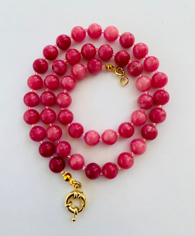 Rhodochrosite semi precious stone necklace 