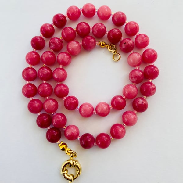Rhodochrosite semi precious stone necklace 
